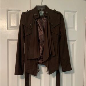 Ryu Brown Leather Blazer Jacket with Sophisticated Design